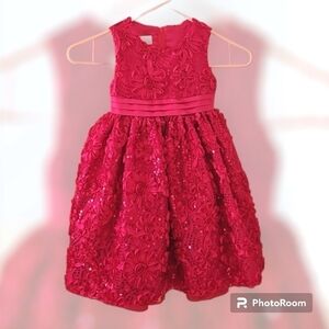 AMERICAN PRINCESS Magenta Puffy Floral Bow Tie Back Party Portrait Dress